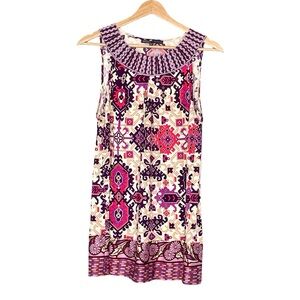 Hale Bob Silk Sleeveless Tunic Top in Shades of Pink and Purple Size Medium